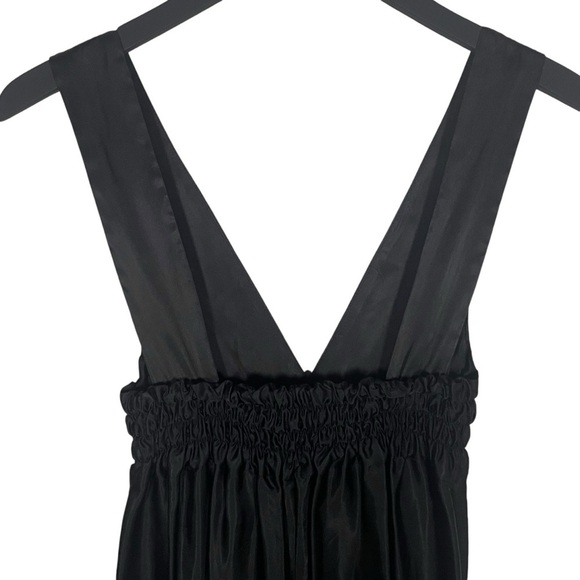 Vintage Scanlan & Theodore Satin Knee Length Midi Dress in Black Size S - Picture 5 of 9